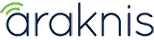 Araknis logo with green wifi-like symbol over "a".
