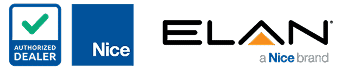 Hand adjusting smart home tablet on a wooden desk.
